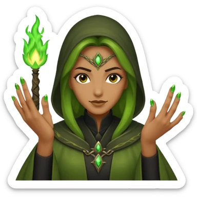 world of warcraft warlock hand with green fire checking nails like a pedicure was just done  sticker