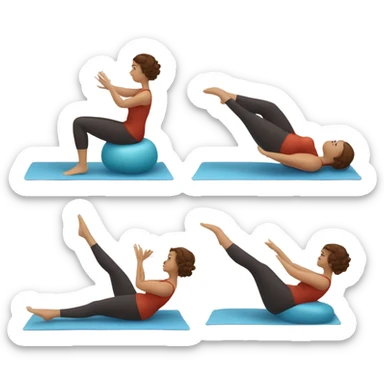 Pretty voluptuous Woman with short brown hair doing Pilates exercises  sticker