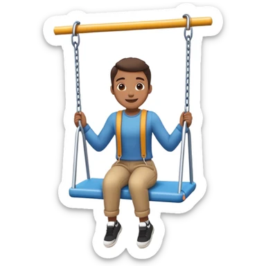 person on a playground swing, mid-air sticker