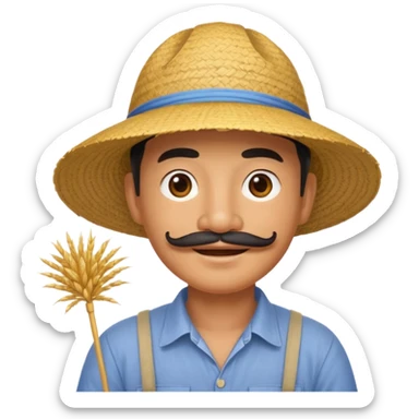 rice farmer with a chinese mustache sticker
