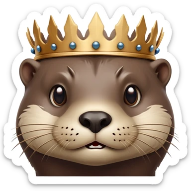 portrait of confused otter face with simple wooden thorny bramble crown, no leaves, no metal, just thorns sticker