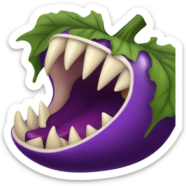 A big mouth eating eggplant sticker