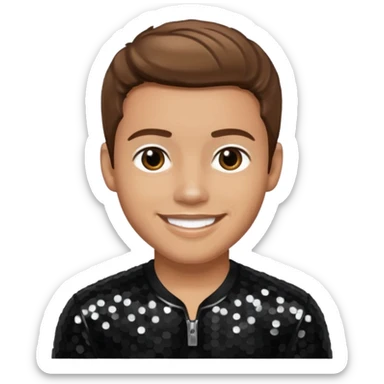 Jacob Underwood from O-Town with light skin, brown hair, black sequin outfit sticker