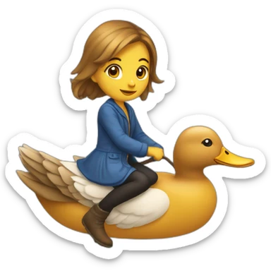 Une fille sur un canard sticker