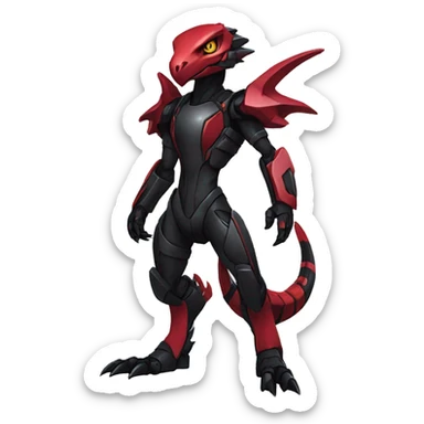  Cool Edgy Futuristic Punk Black Red Digimon-Fakemon-Raptor-Genesect-Reptile full body sticker