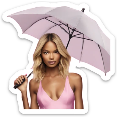 Photo of Victoria secret model posing with an umbrella  sticker