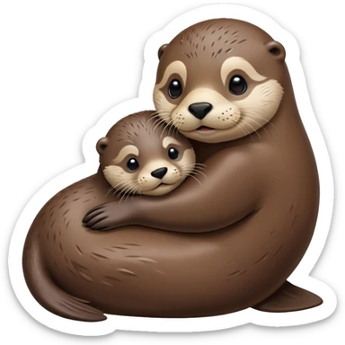 Big seal and small otter cuddle sticker