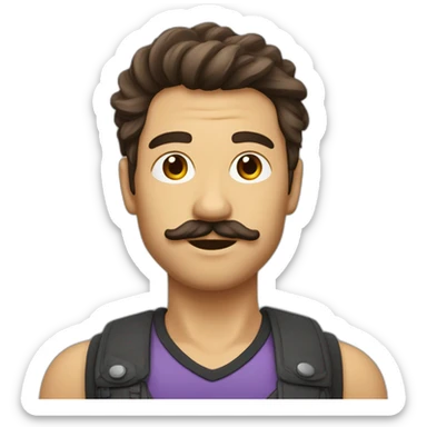 Personne cheveux brun avec cheveux plaquée à gauche et petite moustache sous le nez sticker