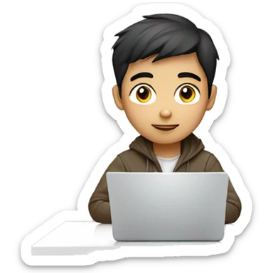Graphic Designer asian boy with laptop sticker
