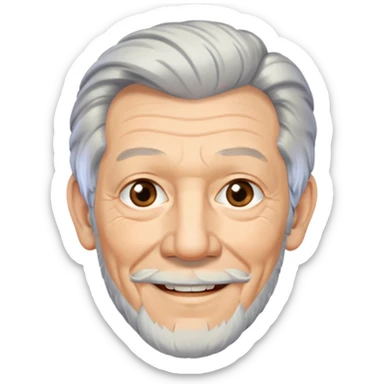 portrait of Ian McKellen, smiling, silver hair, trimmed beard, wise look sticker