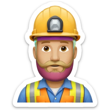 blond man with long beard construction worker sticker
