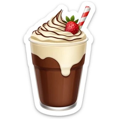Un vaso cubierto de chocolate que arriba se vea crema batida mym y fresas encima  sticker