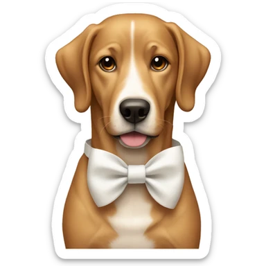 Light brown dog with white bow around neck  sticker