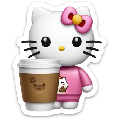 Hello-kitty hello-kitty with a coffee sticker