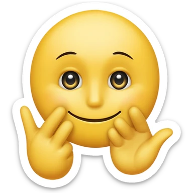 A yellow cartoon smiley face The face has a slightly worried or pensive expression, smile on his face, with one eye looking directly at the viewer and the other looking slightly off to the side.  The smiley face is thinking, with a hand positioned near its chin in a classic pondering pose.  sticker