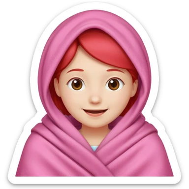 happy smile emoji red cheeks in pink blanket  sticker