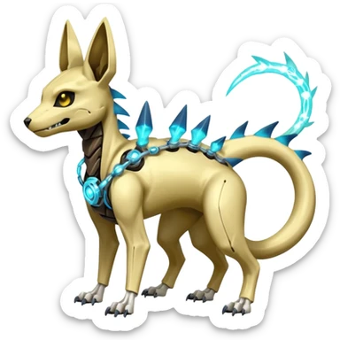 futuristic Skeletal-Cyborg-Manectric-Electrike-Lucio-Cubone-Umbreon-Marowak-Draco-Fakémon-hybrid-creature (full body), 4 legs sticker