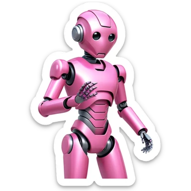 3d robot office worker in intensive pink color suit sticker