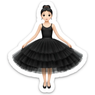 cinematic-realistic-black-tutu,-layers-of-fine,-soft-tulle-forming-a-voluminous-and-airy-skirt,-delicate-folds-catching-the-light,-slightly-frayed-edges-adding-authenticity,-glowing-softly-with-a-warm-and-ethereal-elegance sticker
