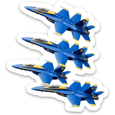 four US Navy Blue Angels f/a-18s flying in diamond formation sticker