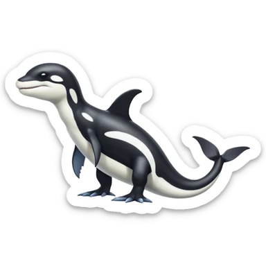 Black and white Orca-reptile-reptilian-lizard-skink-gecko-Digimon-Fakémon-hybrid full body, two legs, arms, tail sticker