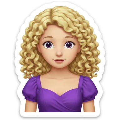A blonde long cute curly hair make a really everything purple sticker
