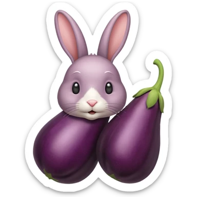 Un lapin avec une aubergine sur la tête sticker