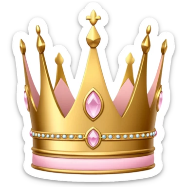 A luxurious golden crown with light pink accents and elegant details, featuring a prominent empty space  sticker
