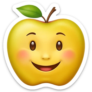 create an apple like yellow emoji that looks teally relaxed and smiles more on one site than another sticker