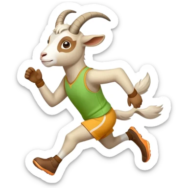 friendly anthropomorphised goat jogging upright in a new outfit, standard pose sticker