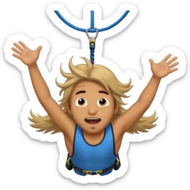 bungee jumping man face only with flying long hair and open mouth sticker