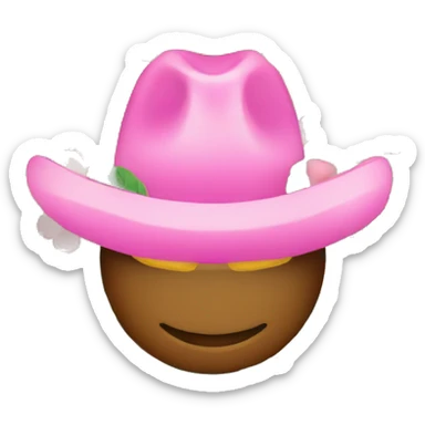 necesito un emojis de color rosa que tenga un sombrero de flores sticker