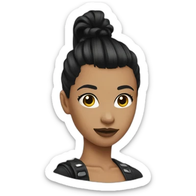 Punk female high ponytail black with bangs hair sticker