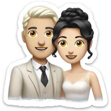 married, a couple with black hair, white skin colour sticker