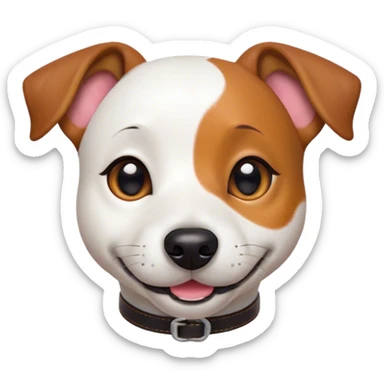 Cinematic Cute Jack Russell Terrier Portrait Emoji, Head tilted playfully and inquisitively, featuring a charming, small yet spirited body with a smooth, glossy coat, round, sparkling eyes full of delightful curiosity, and an endearing, mischievous smile, Simplified yet irresistibly adorable features, highly detailed, glowing with a warm, inviting glow, high shine, affectionate and lively, stylized with a touch of whimsical canine charm, soft glowing outline, capturing the essence of a mischievous yet lovable Jack Russell Terrier that seems as if it could scamper out of the screen into your arms! sticker