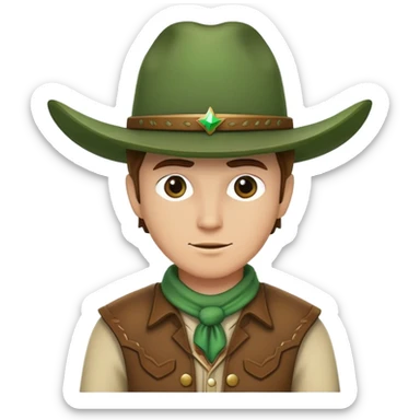 Cowboy wearing a green hat no star, western outfit sticker