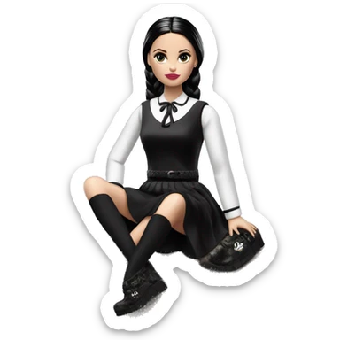 Silkstone Barbie Wednesday Addams sitting in a rock.  sticker