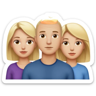 Two blonde women and a man with skin head  sticker