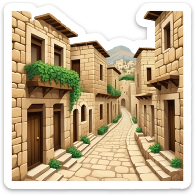 Byblos Old City Landmark Emoji – Portraying the historic stone houses, narrow streets, and Phoenician ruins. sticker