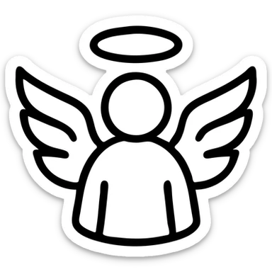 saint emblem with black wings, elegant, iconic, suitable for a logo sticker