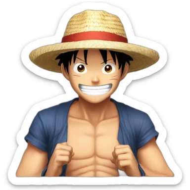 Luffy with a strawhat sticker