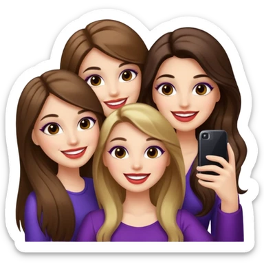 Glam girls in a group of 3 friends , taking a selfie  sticker