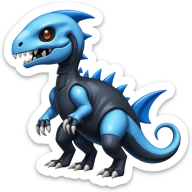 Shiny Dark Black And Blue Duskull-Cubone-Salandit-Fakémon-hybrid-creature (full body)  sticker