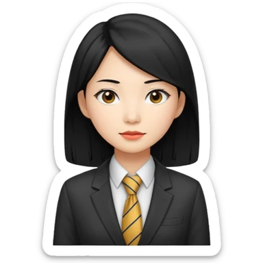 long black haired asian woman with tie and blazer sticker