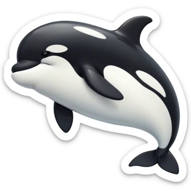 Meme-Worthy Cute Sleeping orca Portrait Emoji, Head resting peacefully with a contented smile, showcasing a smooth black-and-white body with gently drooping fins and eyes softly closed in serene slumber, Simplified yet adorably endearing features, highly detailed, glowing with a soft, drowsy deep-sea light, high shine, relaxed and utterly lovable, stylized with an air of playful oceanic laziness, soft glowing outline, capturing the essence of a sleeping orca that feels destined to become the next viral icon of adorable marine rest! sticker