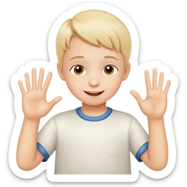 child counting on fingers, cheerful and educational sticker