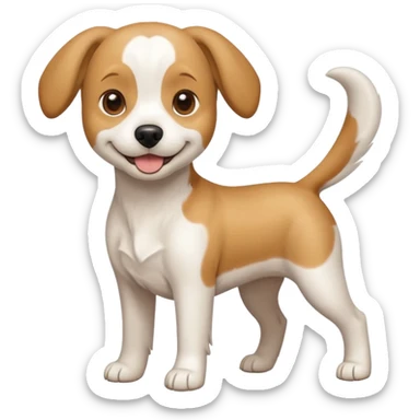 a full body white beagle x maltese x chi dog the size of a kelpie with light brown ears and a light brown patch on one eye sticker