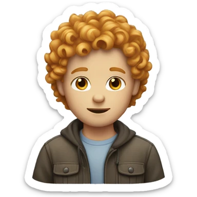 a boy with curly blond gingerish hair sticker