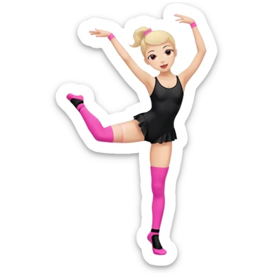 sport dancer in black leotards and pink socks who talk sticker