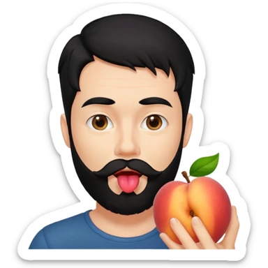 Black hair Man red beard licking peach sticker